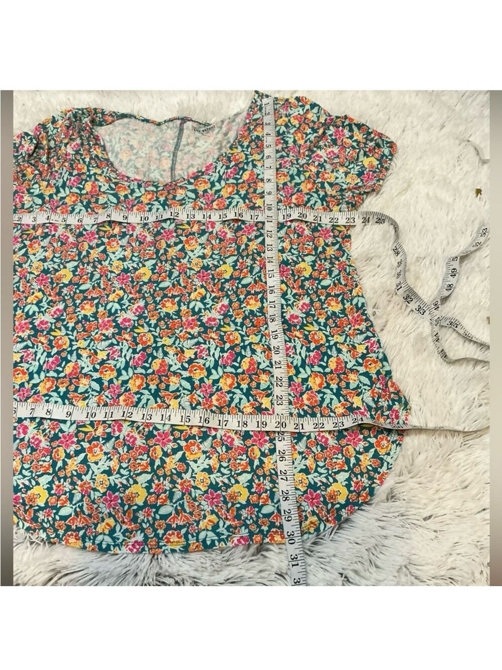 Women's LANE BRYANT Teal Floral Fitted Tunic Plus Size 22/24 - Picture 9 of 12